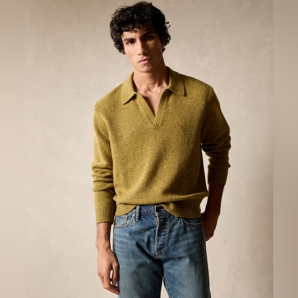 Todd Snyder DONEGAL MONTAUK SWEATER POLO Lemongrass Size XL